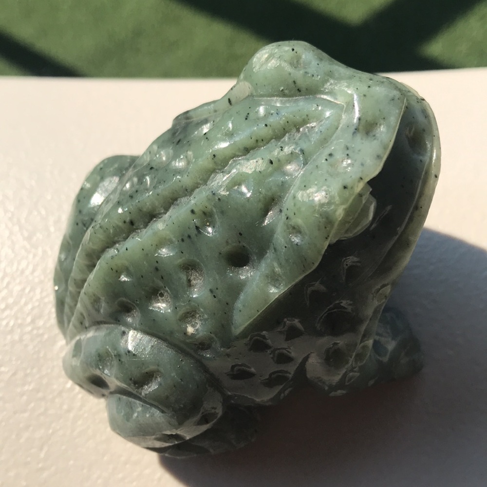 Vintage Heavy Jade Handcarved Frog Detailed - Picture 16 of 16